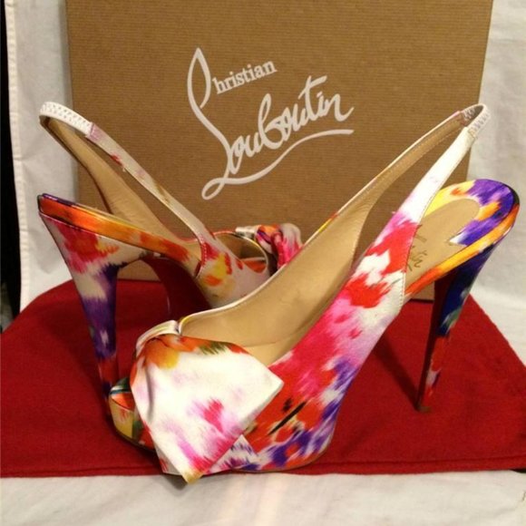 Christian Louboutin VENDOME SLING NODO Satin Bouquet Bow Heel Shoes Sandal - Picture 10 of 12